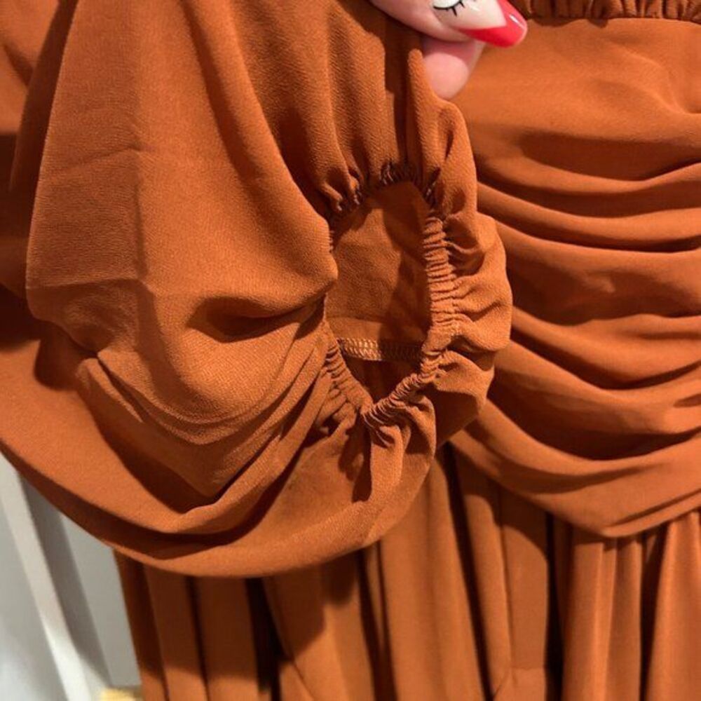 Tiered Ruffle Hem Maxi Dress Brown - Picture 3 of 11
